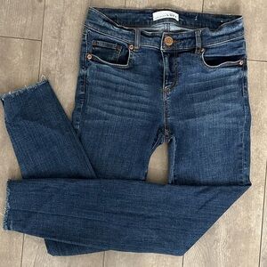 Loft Petite High Rise Raw Hem Side Slit Modern Skinny Ankle Jeans Women’s 25/0